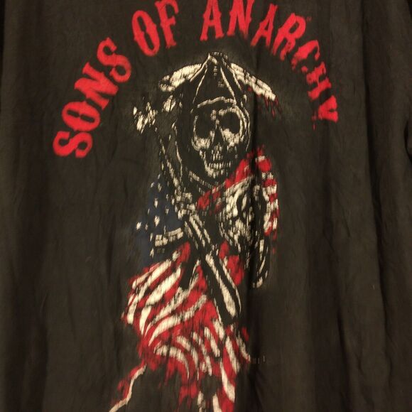 Sons of Anarchy tshirt mens 2XL XXL black skull american flag graphic tee biker - Picture 3 of 7